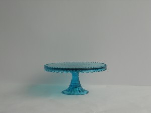 Sky blue glass cake stand